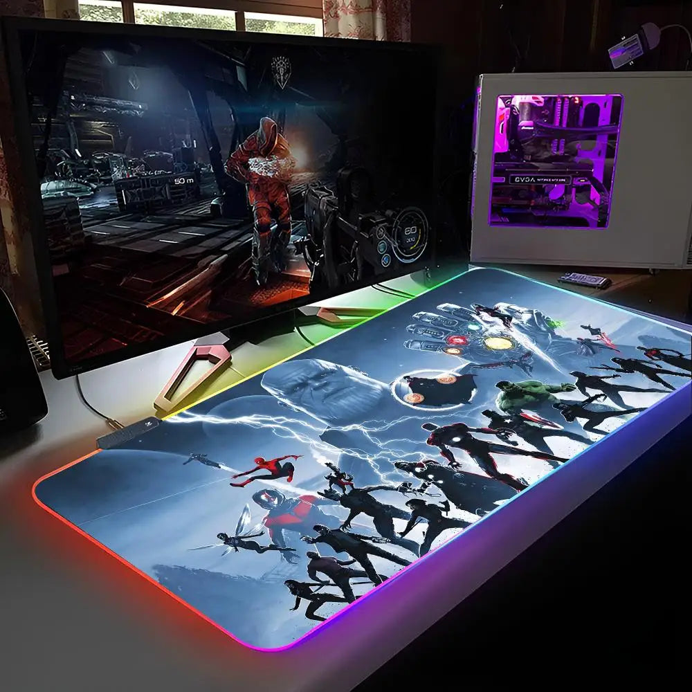 Marvel Avengers Assemble Mouse Pad RGB Backlit Mouse Pad Laptop Mouse Pad Laptop Gamer Computer Desk Gaming Accessories