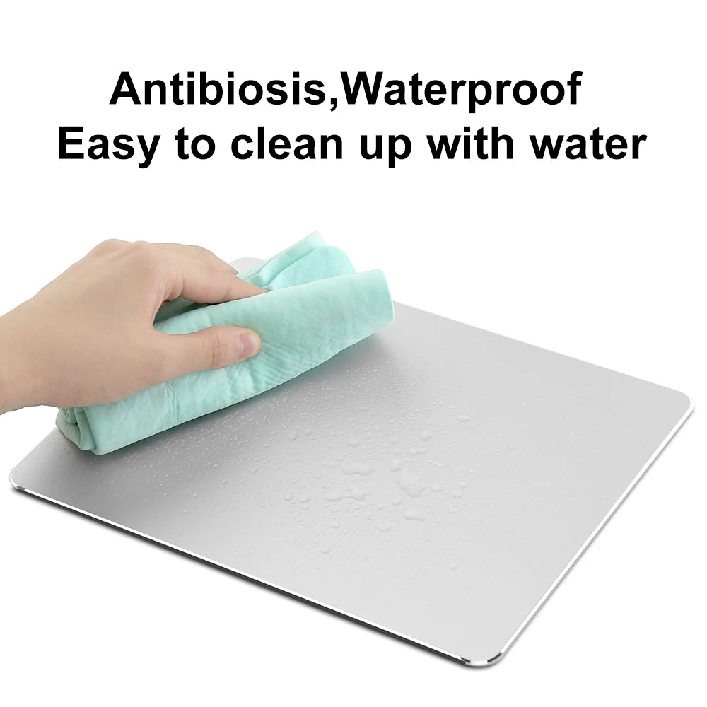 Metal Aluminum Mouse Pad Mat Hard Smooth Magic Thin Mousead Double Side Waterproof Fast and Accurate Control for Office Home