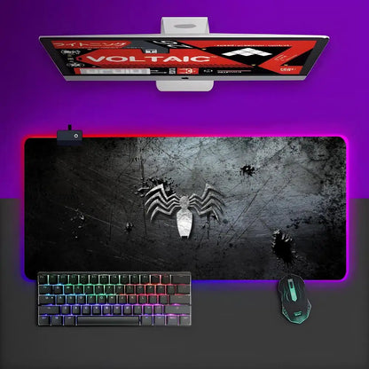 Superhero Spider Man Venon Mouse Pad RGB Gaming Mouse Pad Desk Mat HD Gamer Large LED Light XXL MousePads
