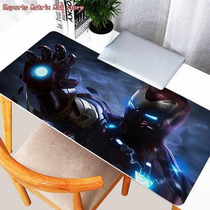Anime Mousepad Gamer Gaming Mouse Pad HD Print Iron Man Desk Mat Black And White Play Mat Office Computer Cabinet Keyboard Pad