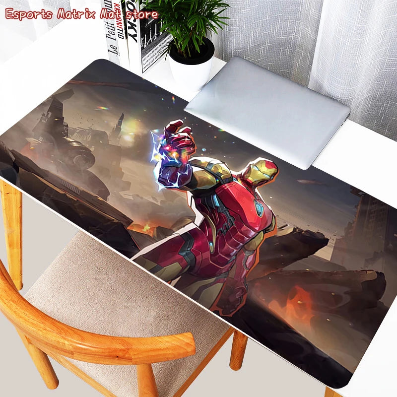 Anime Mousepad Gamer Gaming Mouse Pad HD Print Iron Man Desk Mat Black And White Play Mat Office Computer Cabinet Keyboard Pad