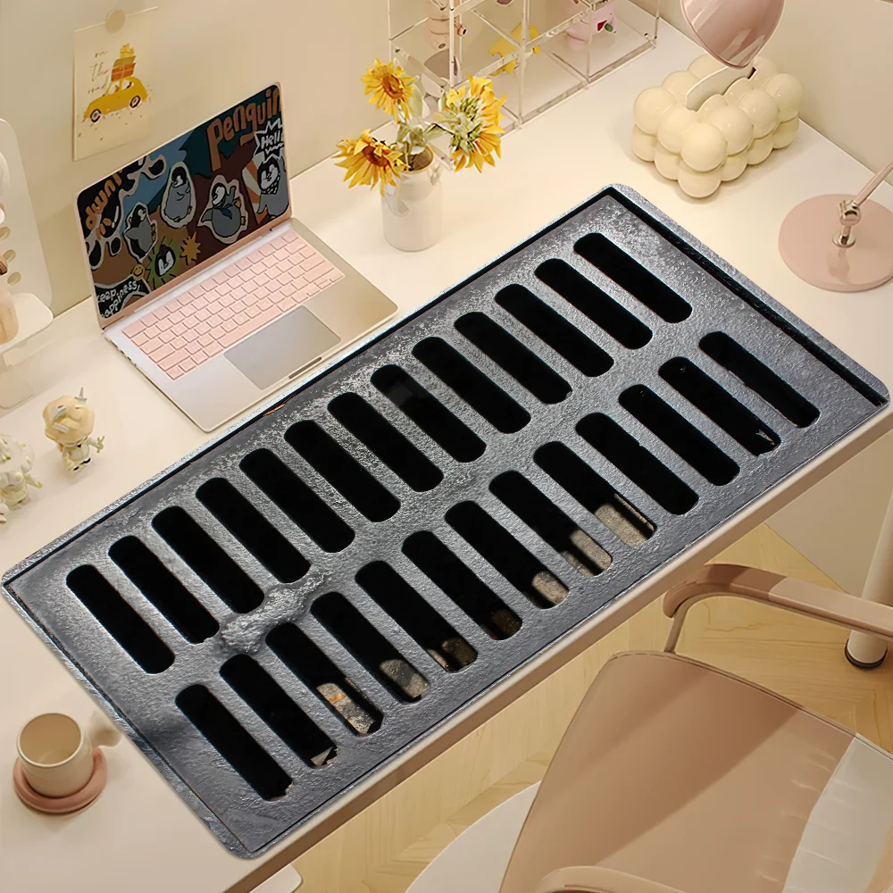 Funny Iron Drain Grate Cast Mouse Pad Non-slip Thickened MousePad Large Writing Lockedge Office Student Gaming Cushion