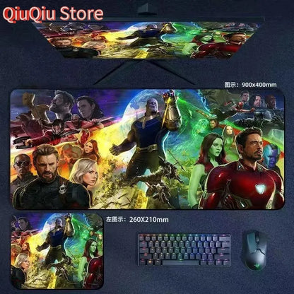 Mouse Pad the Avengers Iron Man Captain America Thor Hulk Ant-Man Black Widow Extra-Large Thickened Computer Keyboard Desk 90*40