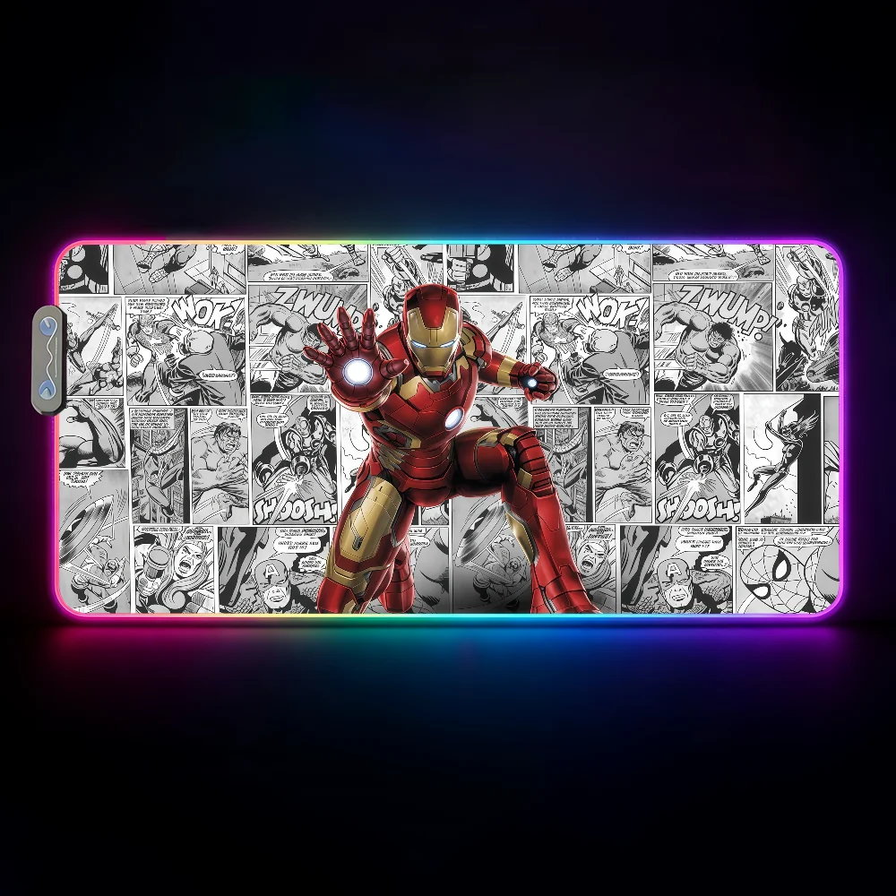 Movie I-Iron Man  Mouse Pad Waterproof RGB LED Light Colorful Game Keyboard Non-slip Cover Desk-mat Surface