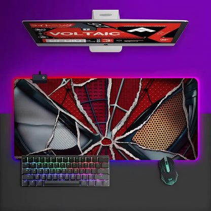 Superhero Spider Man Venon Mouse Pad RGB Gaming Mouse Pad Desk Mat HD Gamer Large LED Light XXL MousePads