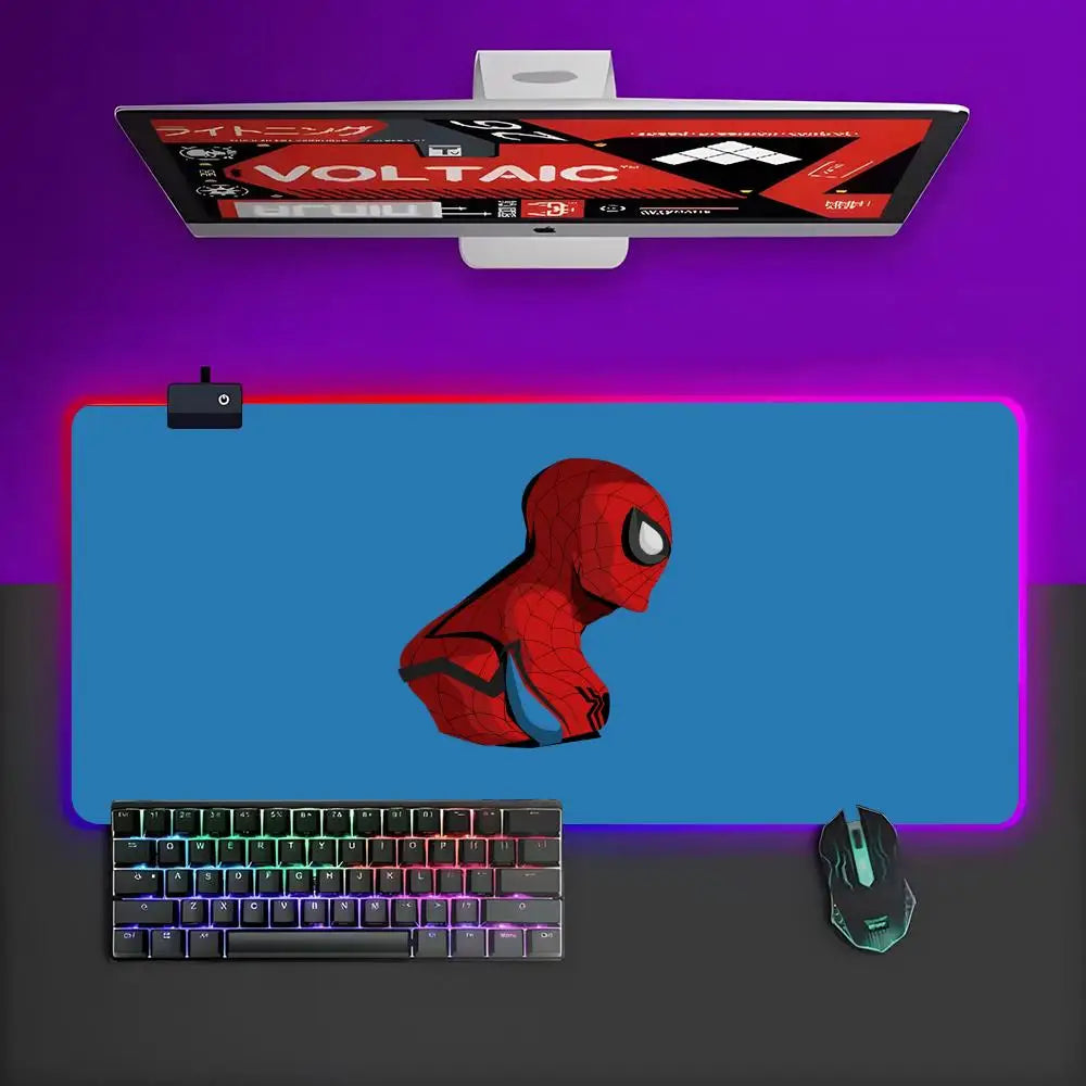 Superhero Spider Man Venon Mouse Pad RGB Gaming Mouse Pad Desk Mat HD Gamer Large LED Light XXL MousePads