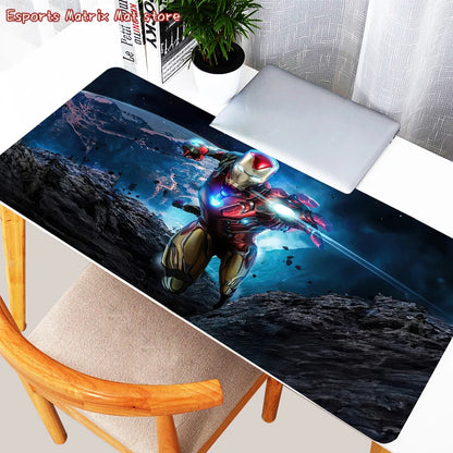 Anime Mousepad Gamer Gaming Mouse Pad HD Print Iron Man Desk Mat Black And White Play Mat Office Computer Cabinet Keyboard Pad