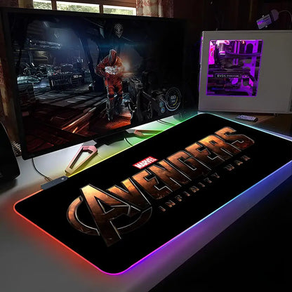 Marvel Avengers Assemble Mouse Pad RGB Backlit Mouse Pad Laptop Mouse Pad Laptop Gamer Computer Desk Gaming Accessories
