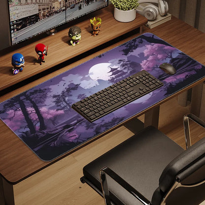 Purple Cherry Blossom Moonlit Bridge Design Mouse Pad Desk Mat gaming mats anti-slip Durable pc accessories mouse mat mauspad