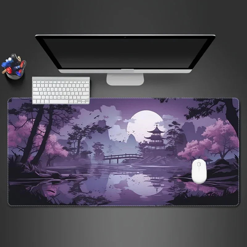 Purple Cherry Blossom Moonlit Bridge Design Mouse Pad Desk Mat gaming mats anti-slip Durable pc accessories mouse mat mauspad
