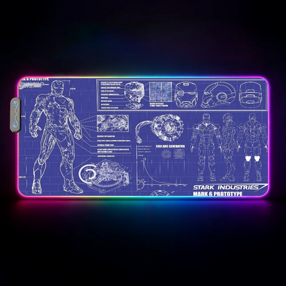 Movie I-Iron Man  Mouse Pad Waterproof RGB LED Light Colorful Game Keyboard Non-slip Cover Desk-mat Surface