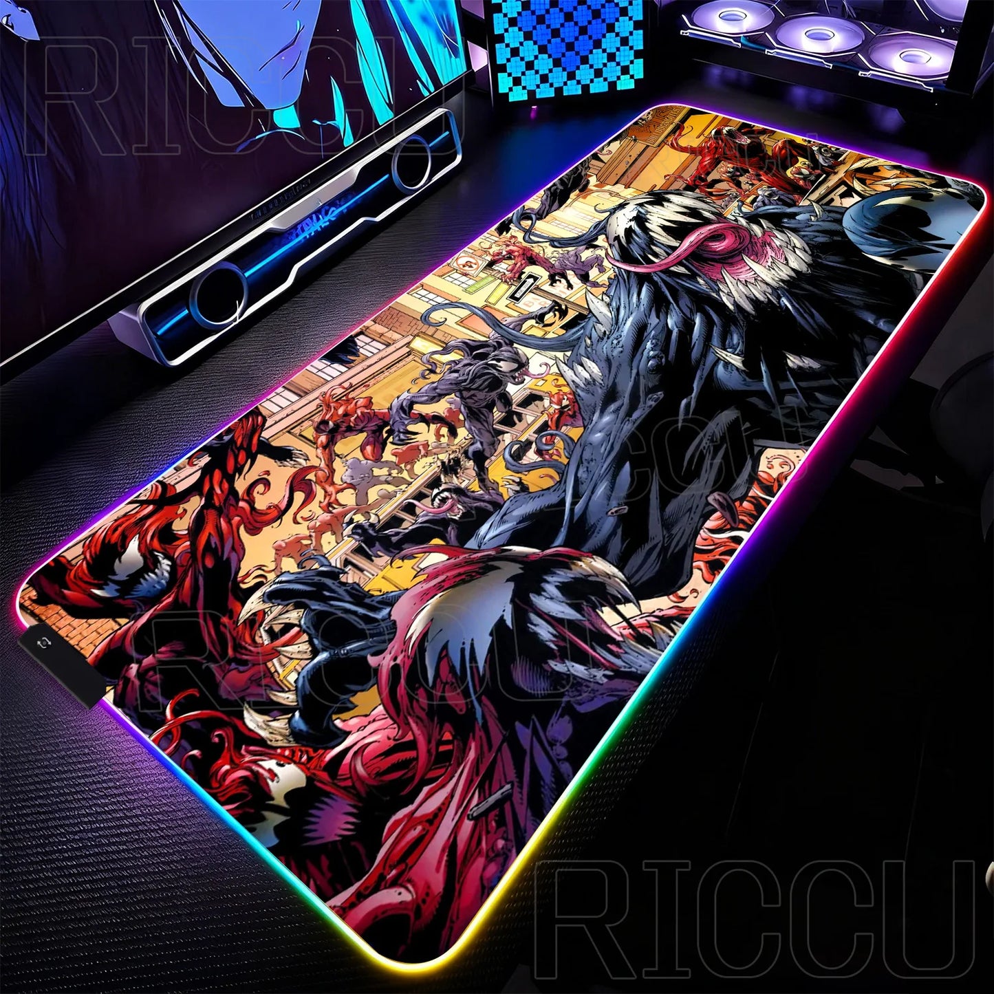 RGB 1000x500MM Marvel Large Mouse Pad Venom Computer Game PC Accessories LED expand Desk Mat Non Slip Printing Keyboard MousePad