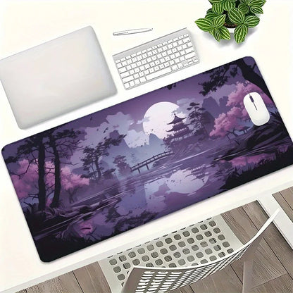 Purple Cherry Blossom Moonlit Bridge Design Mouse Pad Desk Mat gaming mats anti-slip Durable pc accessories mouse mat mauspad