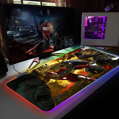 Marvel Avengers Assemble Mouse Pad RGB Backlit Mouse Pad Laptop Mouse Pad Laptop Gamer Computer Desk Gaming Accessories