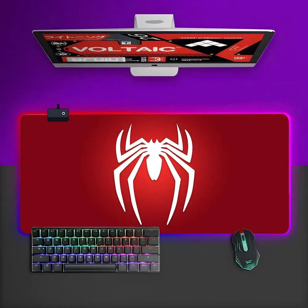 Superhero Spider Man Venon Mouse Pad RGB Gaming Mouse Pad Desk Mat HD Gamer Large LED Light XXL MousePads
