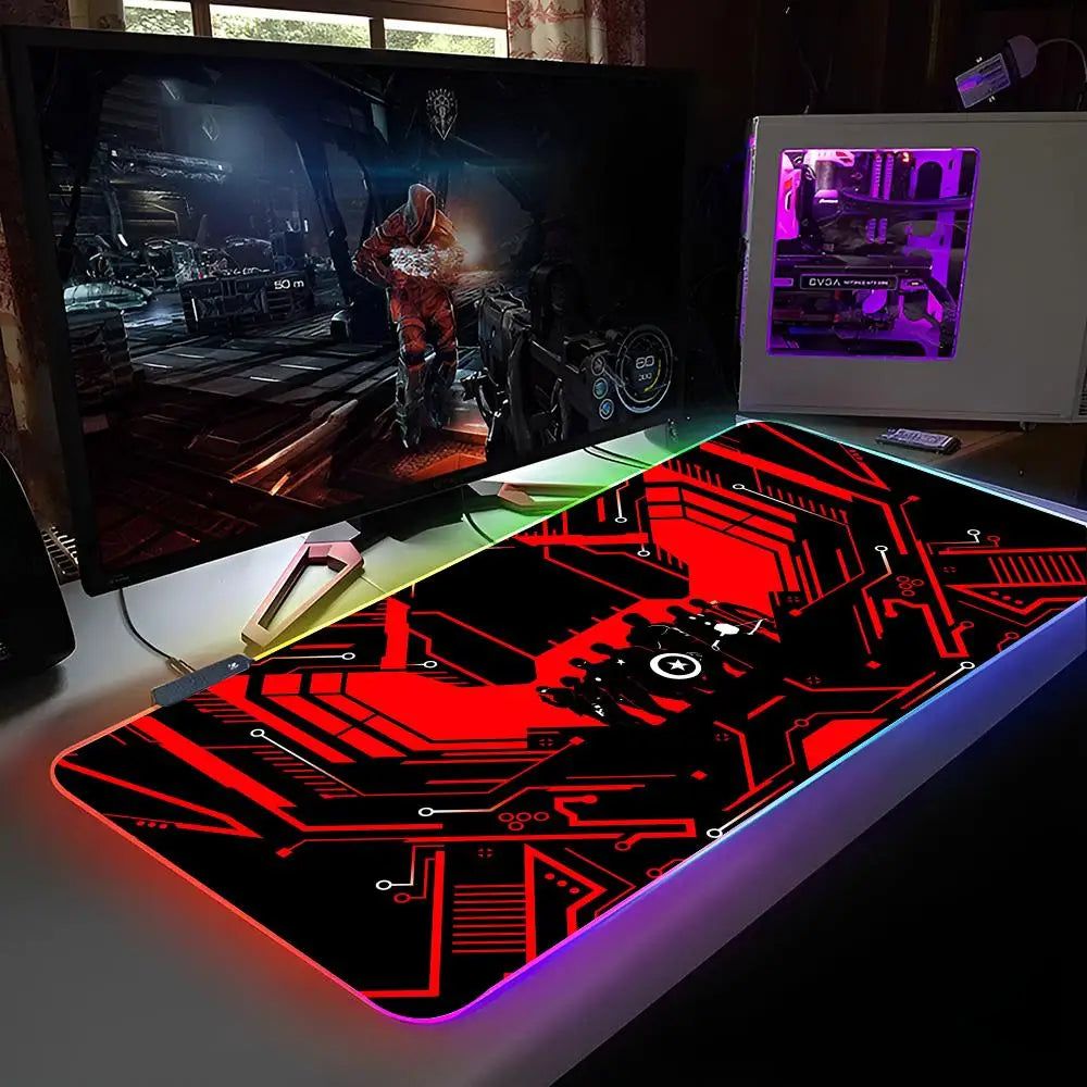 Marvel Avengers Assemble Mouse Pad RGB Backlit Mouse Pad Laptop Mouse Pad Laptop Gamer Computer Desk Gaming Accessories