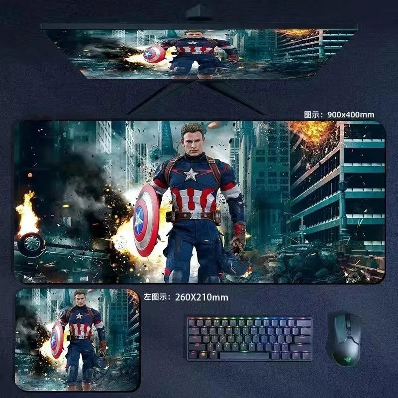 Mouse Pad the Avengers Iron Man Captain America Thor Hulk Ant-Man Black Widow Extra-Large Thickened Computer Keyboard Desk 90*40