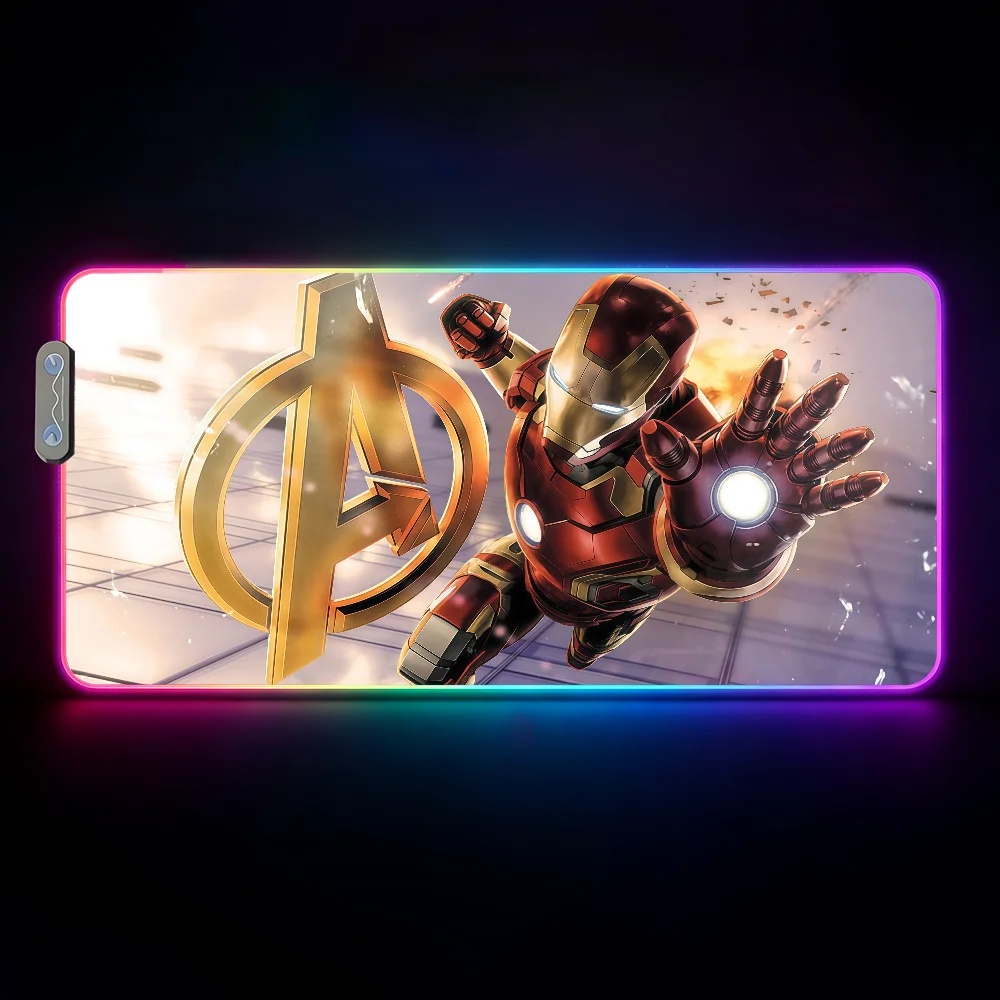 Movie I-Iron Man  Mouse Pad Waterproof RGB LED Light Colorful Game Keyboard Non-slip Cover Desk-mat Surface