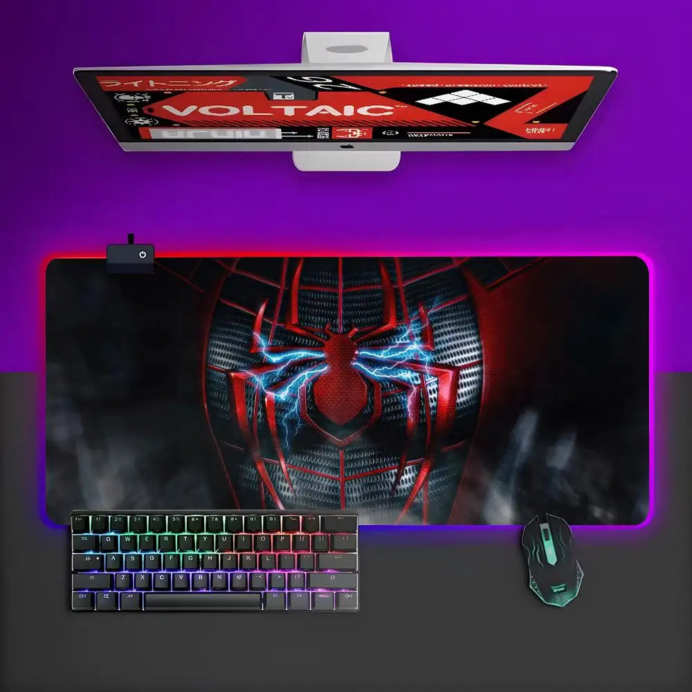 Superhero Spider Man Venon Mouse Pad RGB Gaming Mouse Pad Desk Mat HD Gamer Large LED Light XXL MousePads