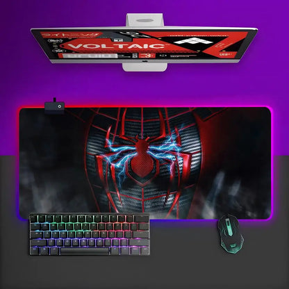 Superhero Spider Man Venon Mouse Pad RGB Gaming Mouse Pad Desk Mat HD Gamer Large LED Light XXL MousePads
