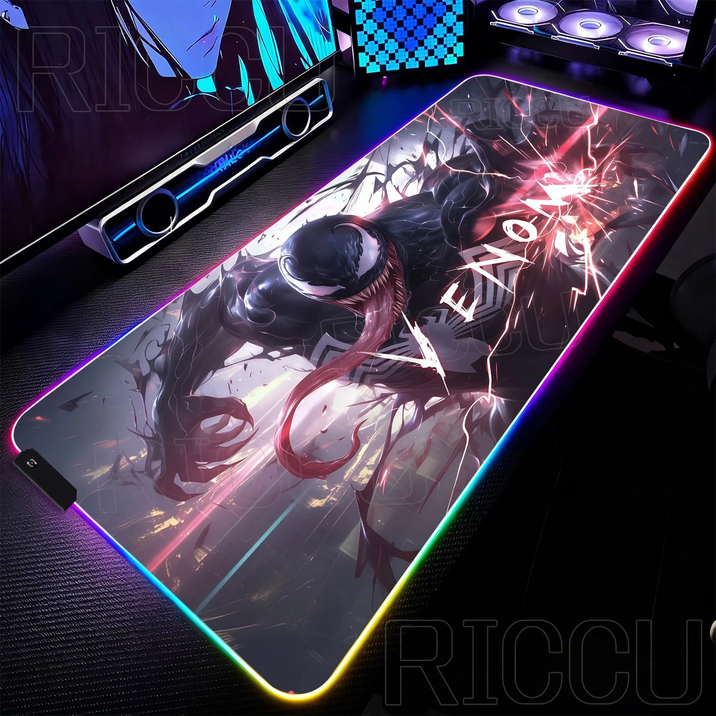 RGB 1000x500MM Marvel Large Mouse Pad Venom Computer Game PC Accessories LED expand Desk Mat Non Slip Printing Keyboard MousePad