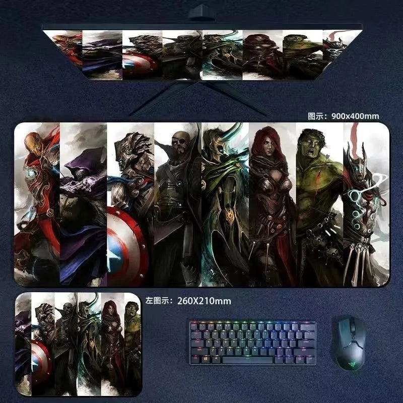 Mouse Pad the Avengers Iron Man Captain America Thor Hulk Ant-Man Black Widow Extra-Large Thickened Computer Keyboard Desk 90*40