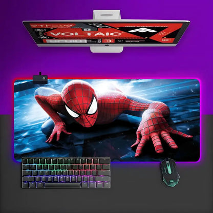 Superhero Spider Man Venon Mouse Pad RGB Gaming Mouse Pad Desk Mat HD Gamer Large LED Light XXL MousePads