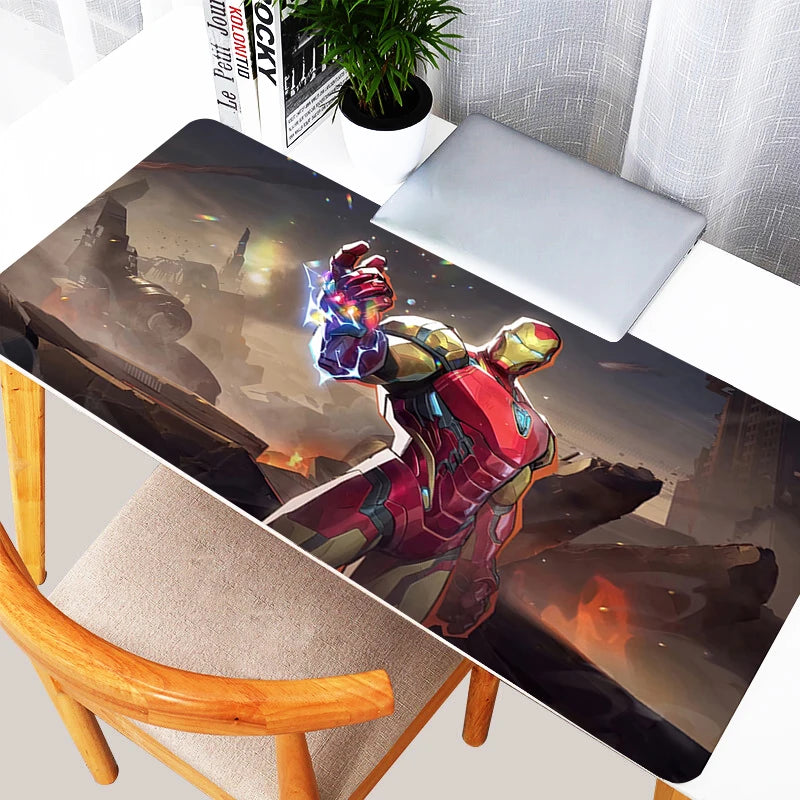 Anime Mousepad Gamer Gaming Mouse Pad HD Print Iron Man Desk Mat Black And White Play Mat Office Computer Cabinet Keyboard Pad