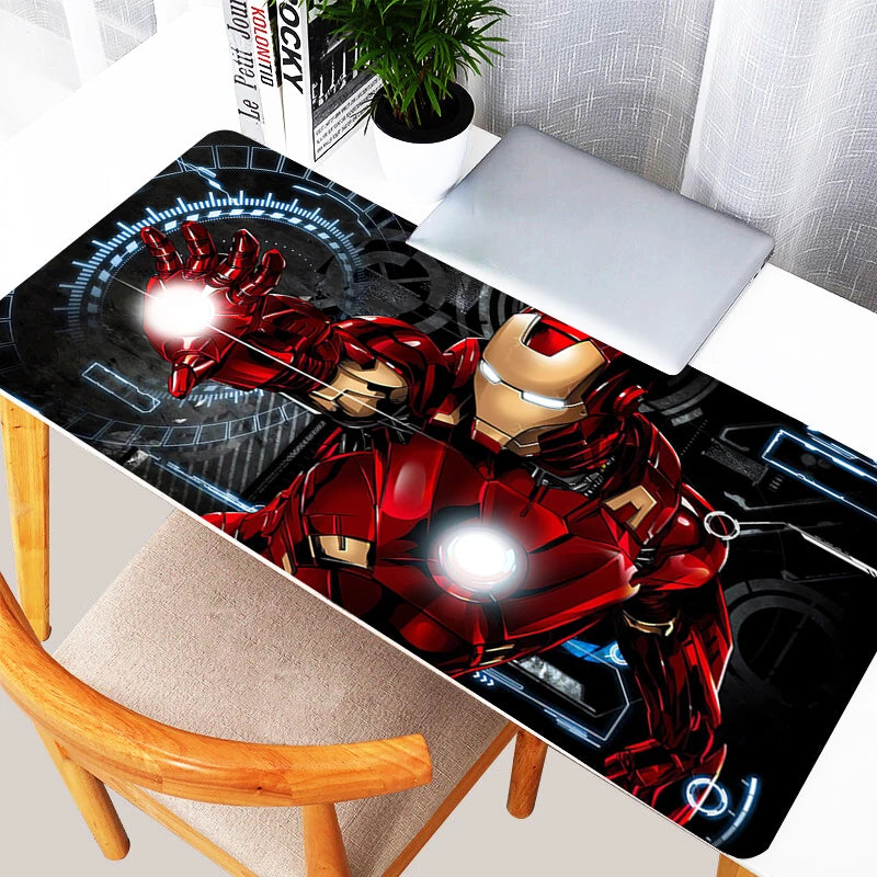 Anime Mousepad Gamer Gaming Mouse Pad HD Print Iron Man Desk Mat Black And White Play Mat Office Computer Cabinet Keyboard Pad