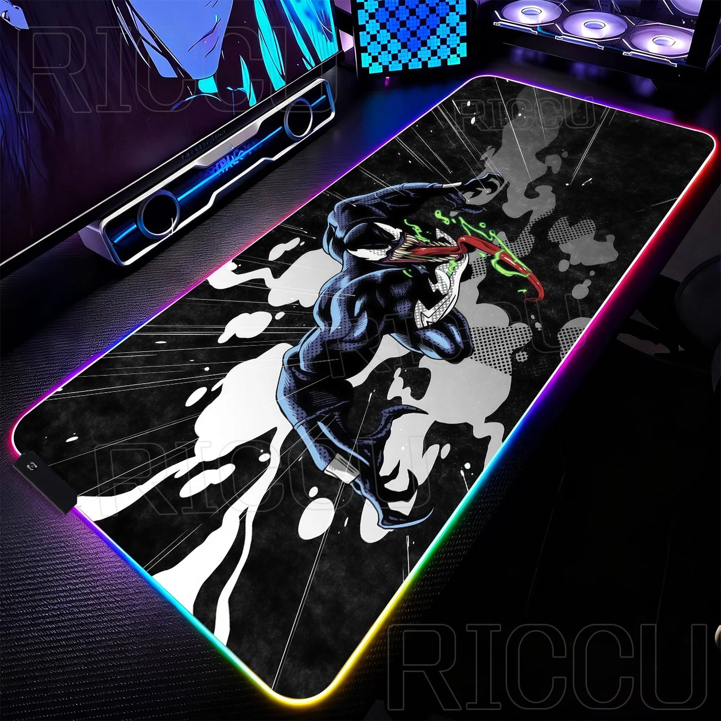 RGB 1000x500MM Marvel Large Mouse Pad Venom Computer Game PC Accessories LED expand Desk Mat Non Slip Printing Keyboard MousePad
