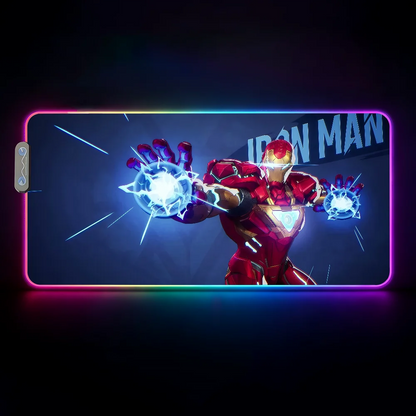 Movie I-Iron Man  Mouse Pad Waterproof RGB LED Light Colorful Game Keyboard Non-slip Cover Desk-mat Surface