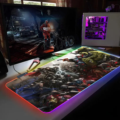 Marvel Avengers Assemble Mouse Pad RGB Backlit Mouse Pad Laptop Mouse Pad Laptop Gamer Computer Desk Gaming Accessories