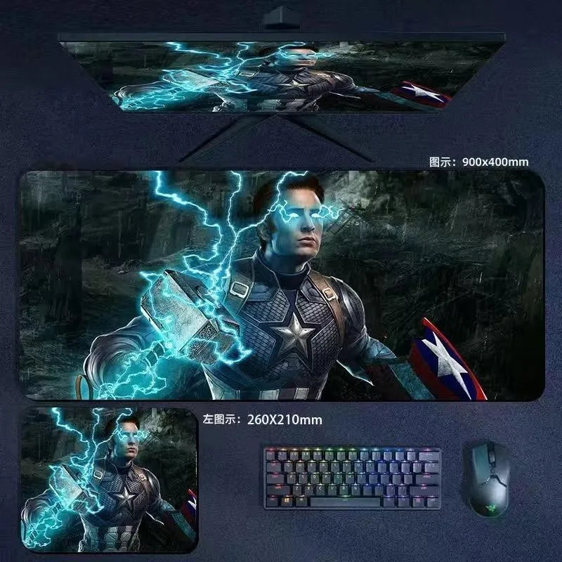 Mouse Pad the Avengers Iron Man Captain America Thor Hulk Ant-Man Black Widow Extra-Large Thickened Computer Keyboard Desk 90*40