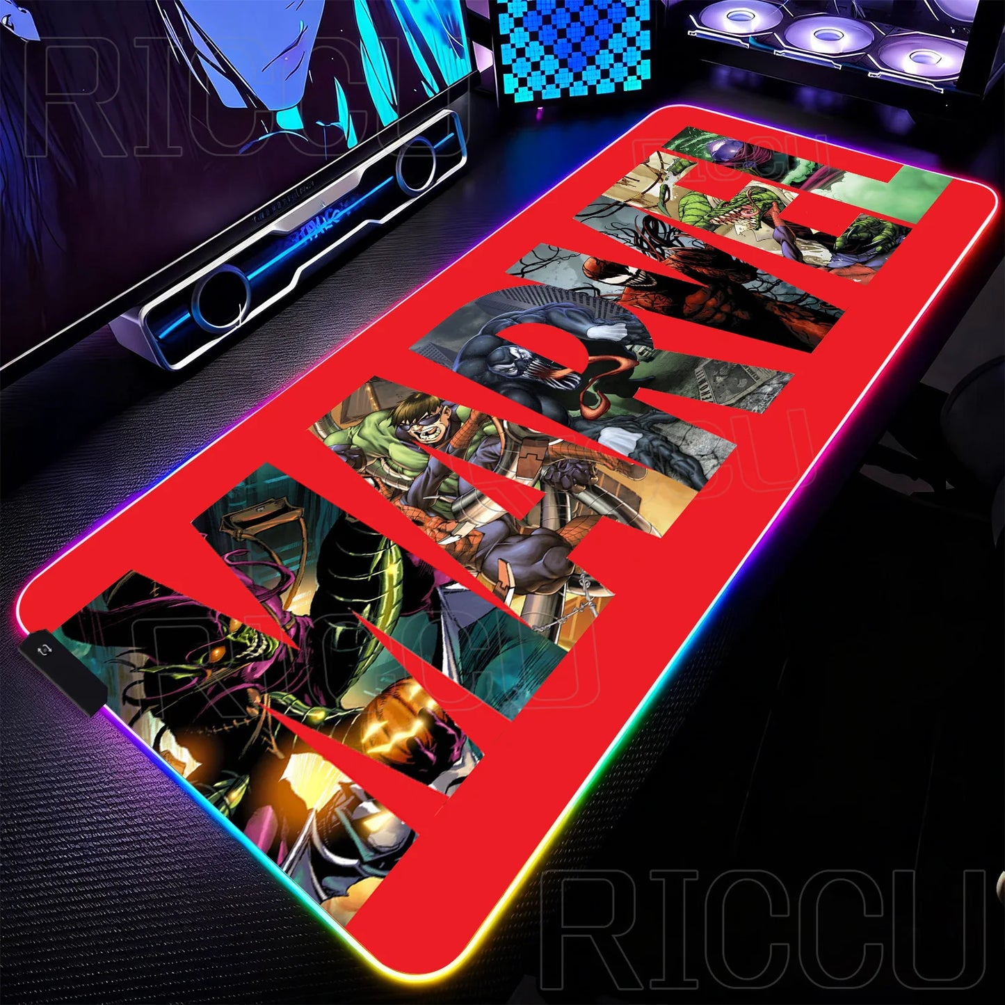 RGB 1000x500MM Marvel Large Mouse Pad Venom Computer Game PC Accessories LED expand Desk Mat Non Slip Printing Keyboard MousePad