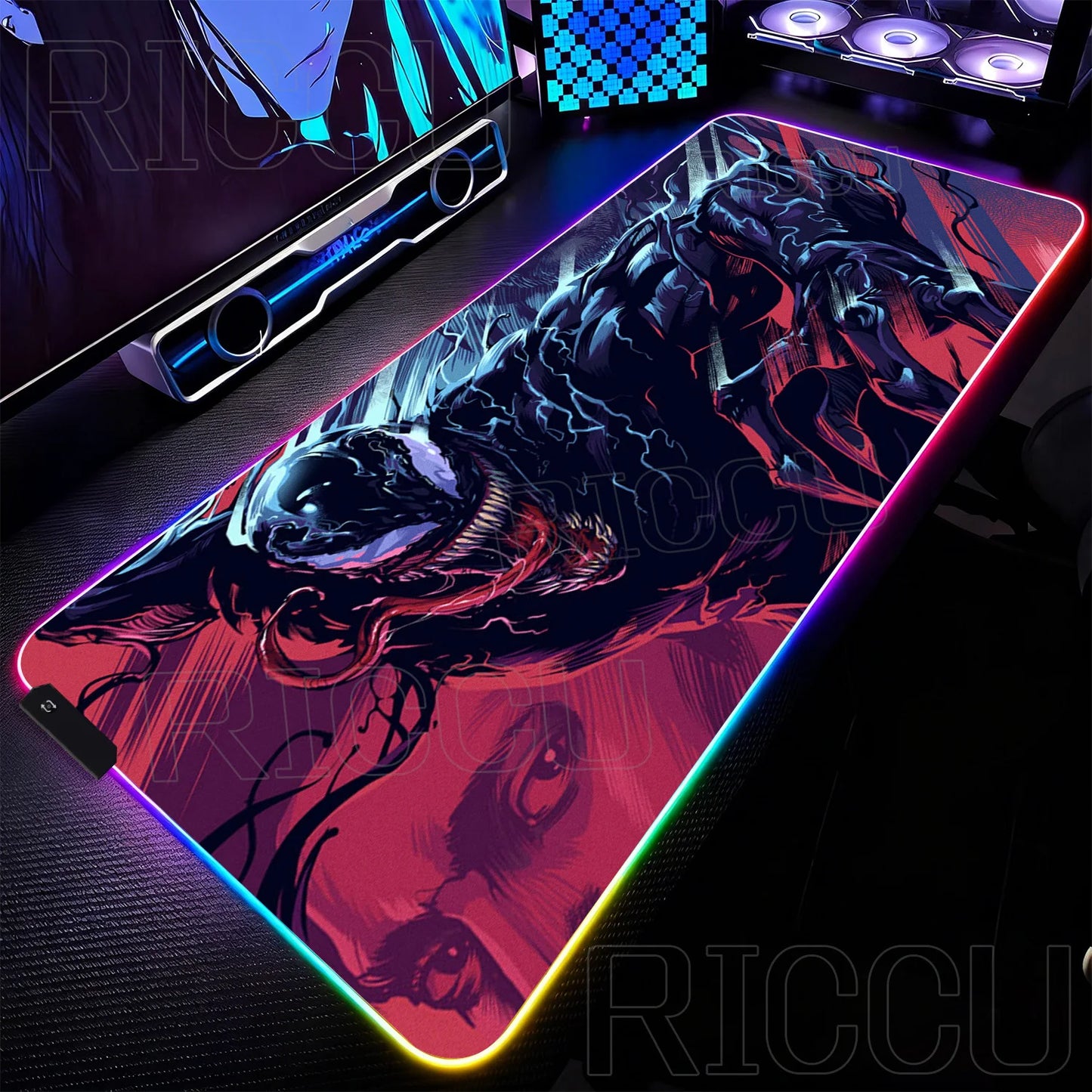 RGB 1000x500MM Marvel Large Mouse Pad Venom Computer Game PC Accessories LED expand Desk Mat Non Slip Printing Keyboard MousePad