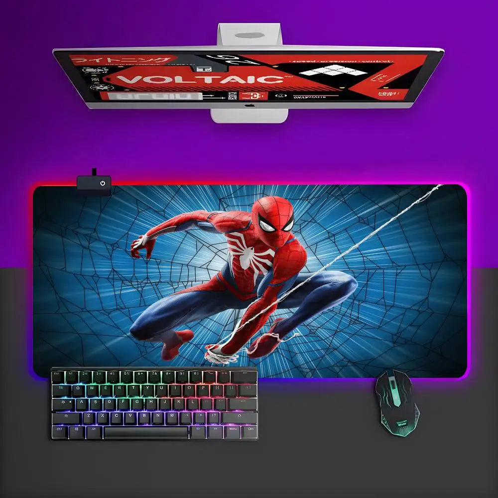Superhero Spider Man Venon Mouse Pad RGB Gaming Mouse Pad Desk Mat HD Gamer Large LED Light XXL MousePads