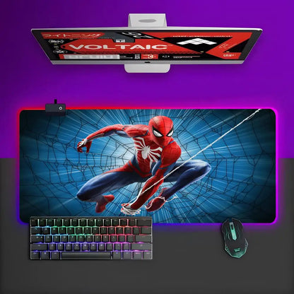 Superhero Spider Man Venon Mouse Pad RGB Gaming Mouse Pad Desk Mat HD Gamer Large LED Light XXL MousePads