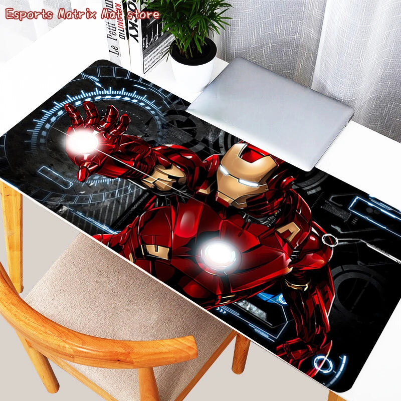 Anime Mousepad Gamer Gaming Mouse Pad HD Print Iron Man Desk Mat Black And White Play Mat Office Computer Cabinet Keyboard Pad