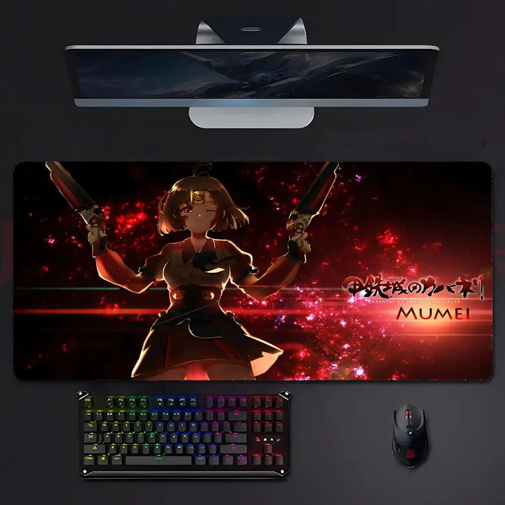 K-KABANERI OF THE IRON FORTRESS Anime Action Mouse Pad Mousepad Large Gaming LockEdge Thickened PC Table Desk Mat