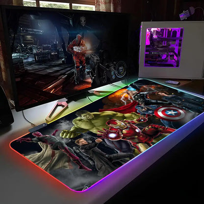 Marvel Avengers Assemble Mouse Pad RGB Backlit Mouse Pad Laptop Mouse Pad Laptop Gamer Computer Desk Gaming Accessories