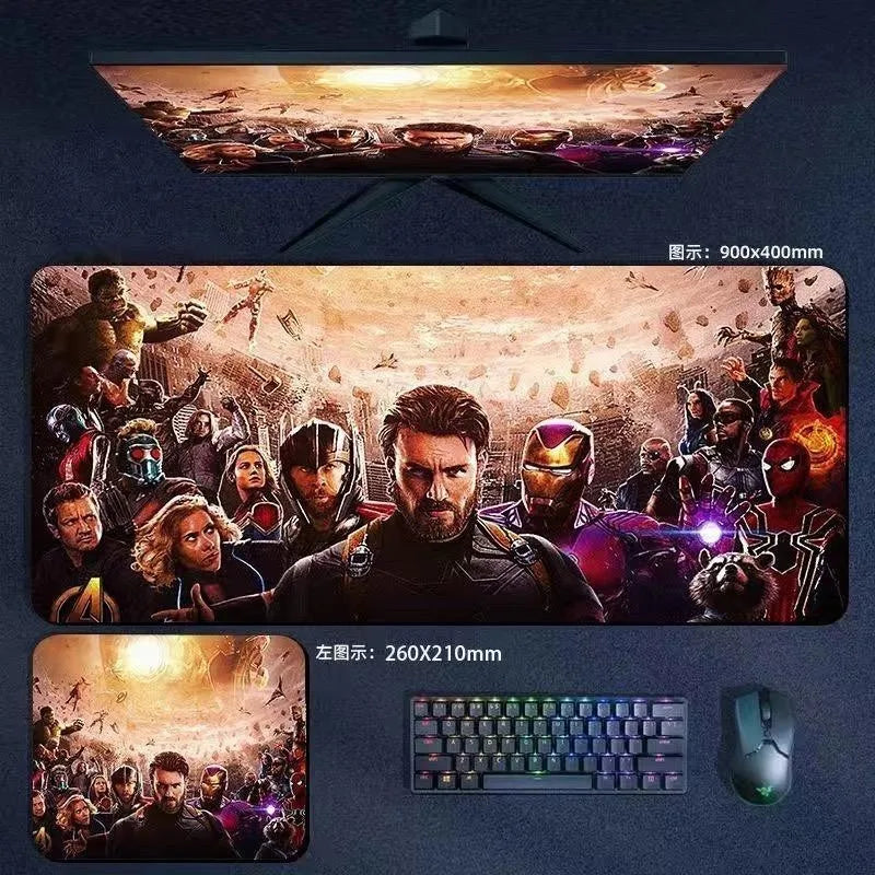Mouse Pad the Avengers Iron Man Captain America Thor Hulk Ant-Man Black Widow Extra-Large Thickened Computer Keyboard Desk 90*40