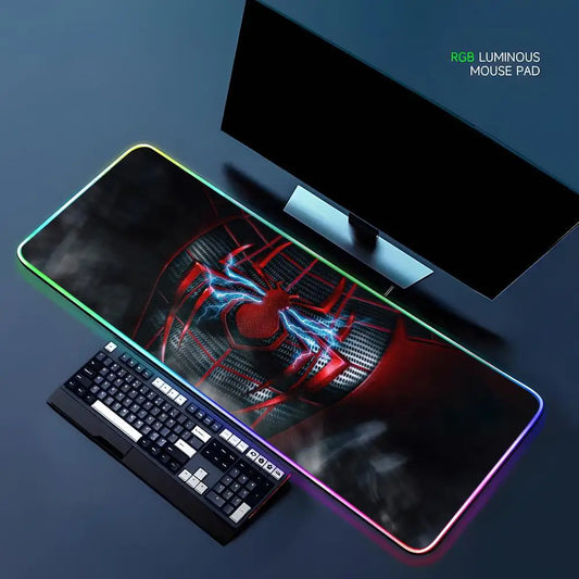 Superhero Spider Man Venon Mouse Pad RGB Gaming Mouse Pad Desk Mat HD Gamer Large LED Light XXL MousePads