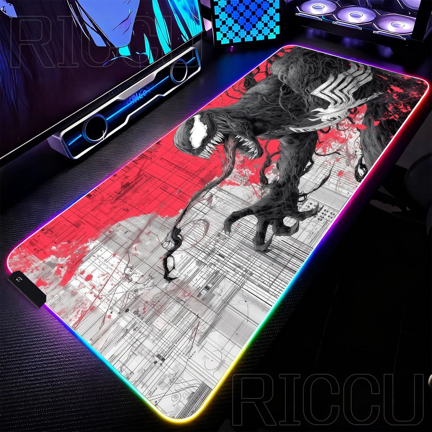 RGB 1000x500MM Marvel Large Mouse Pad Venom Computer Game PC Accessories LED expand Desk Mat Non Slip Printing Keyboard MousePad
