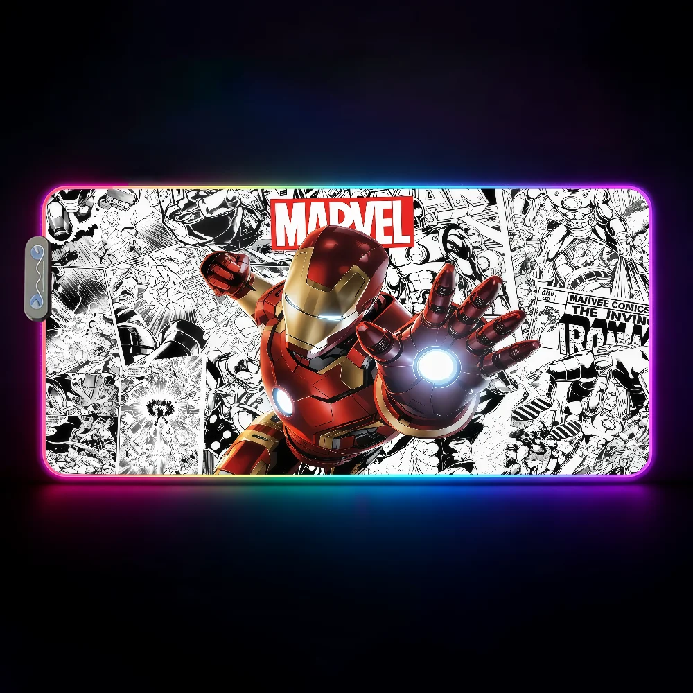 Movie I-Iron Man  Mouse Pad Waterproof RGB LED Light Colorful Game Keyboard Non-slip Cover Desk-mat Surface