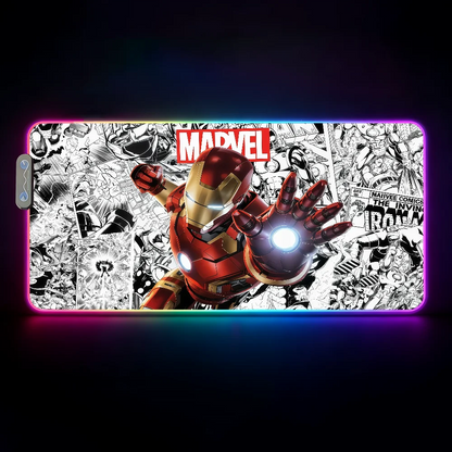 Movie I-Iron Man  Mouse Pad Waterproof RGB LED Light Colorful Game Keyboard Non-slip Cover Desk-mat Surface