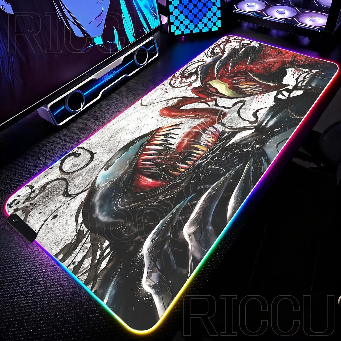 RGB 1000x500MM Marvel Large Mouse Pad Venom Computer Game PC Accessories LED expand Desk Mat Non Slip Printing Keyboard MousePad