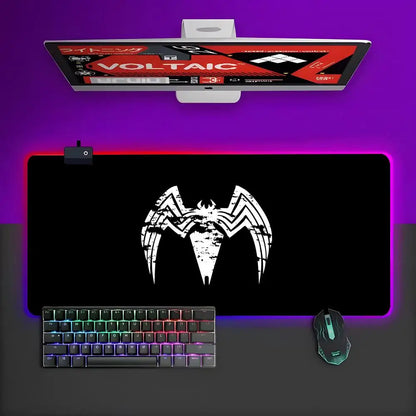 Superhero Spider Man Venon Mouse Pad RGB Gaming Mouse Pad Desk Mat HD Gamer Large LED Light XXL MousePads